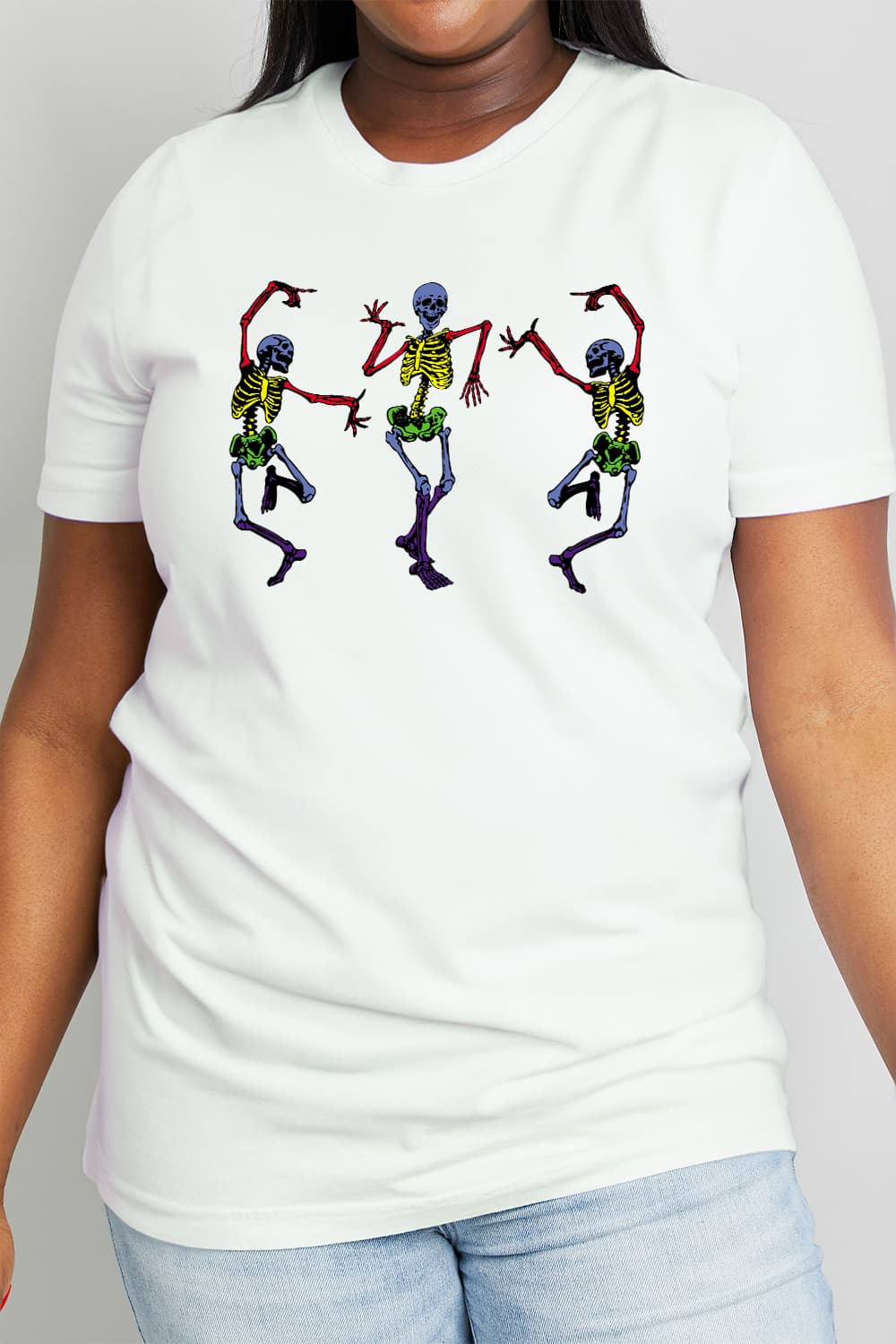 Simply Love Full Size Dancing Skeleton Graphic Cotton Tee