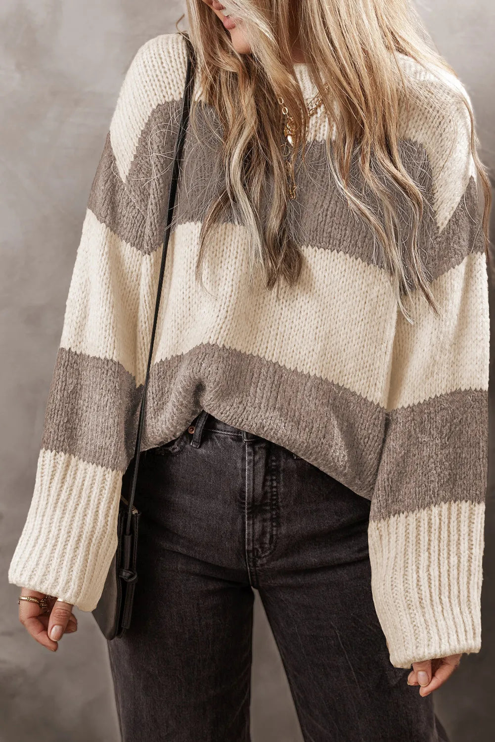 Color Block Round Neck Sweater