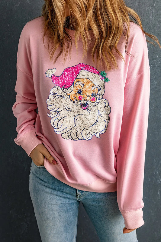 Santa Round Neck Long Sleeve Sweatshirt