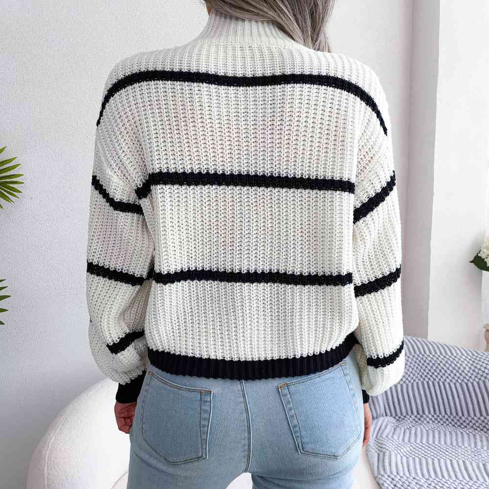 Striped Rib-Knit Sweater