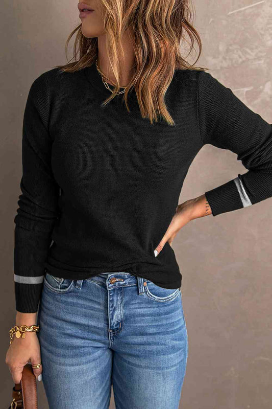 Round Neck Long Sleeve Knit Top