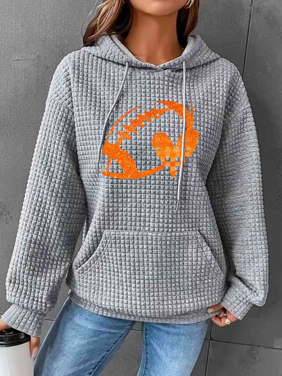 Full Size Football Graphic Drawstring Hoodie