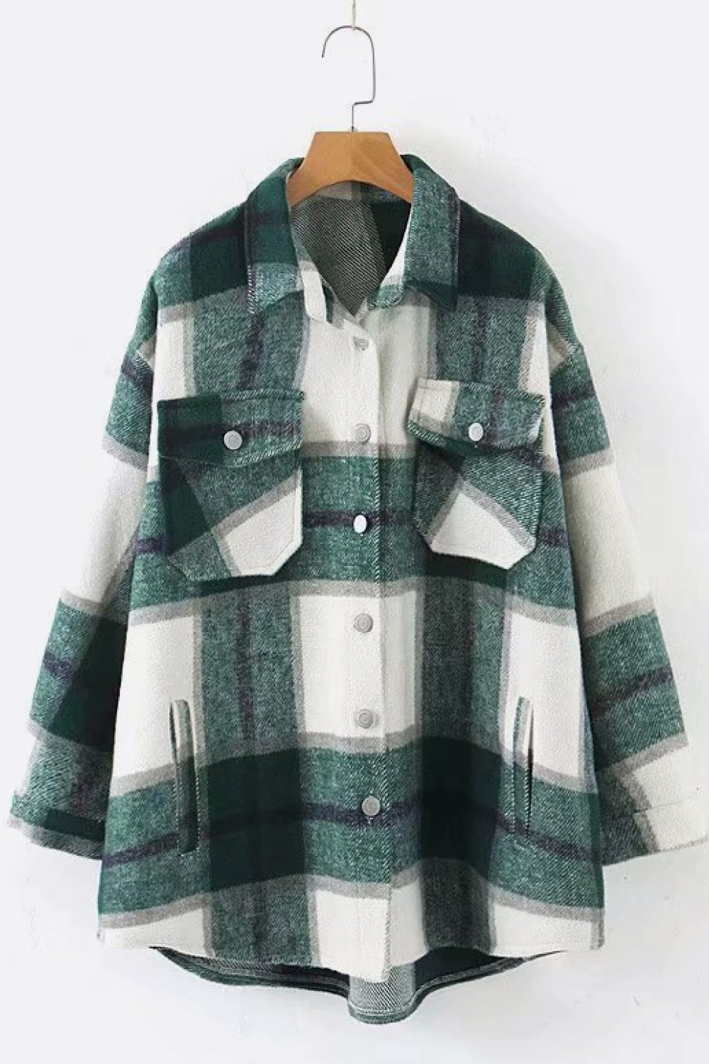 Plaid Dropped Shoulder Shirt Jacket