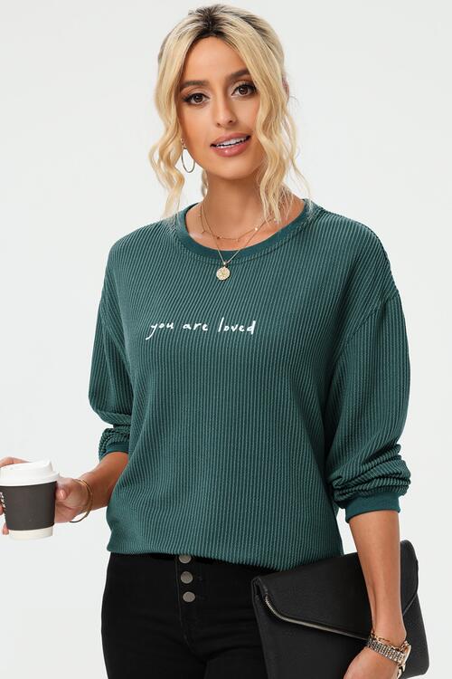 YOU ARE LOVED Graphic Dropped Shoulder Sweatshirt