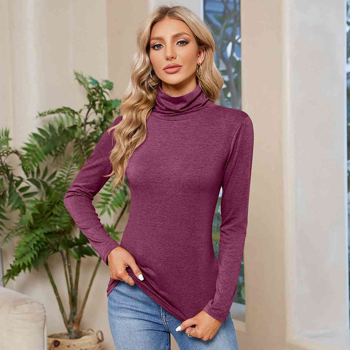 Turtleneck Long Sleeve T-Shirt